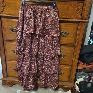 Altar'd State Burgundy Floral Maxi Skirt